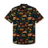 Camisa de manga corta con cuello campamento y estampado a juego