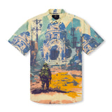 Camisa de manga corta con cuello campamento y estampado a juego
