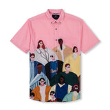 Chemise à manches courtes avec col camp et imprimé Match