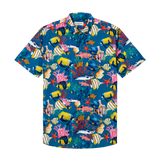Camisa de manga corta con cuello campamento y estampado a juego
