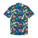 Camisa de manga corta con cuello campamento y estampado a juego
