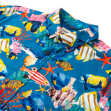 Camisa de manga corta con cuello campamento y estampado a juego