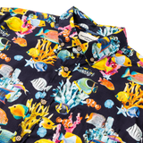 Camisa de manga corta con cuello campamento y estampado a juego