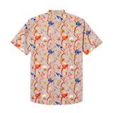 Camisa de manga corta con cuello campamento y estampado a juego