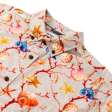 Camisa de manga corta con cuello campamento y estampado a juego