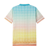 Chemise Aloha tropicale à manches courtes et col camp avec imprimé statue vintage