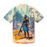 Camisa de manga corta con cuello campamento y estampado a juego