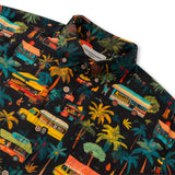 Camisa de manga corta con cuello campamento y estampado a juego