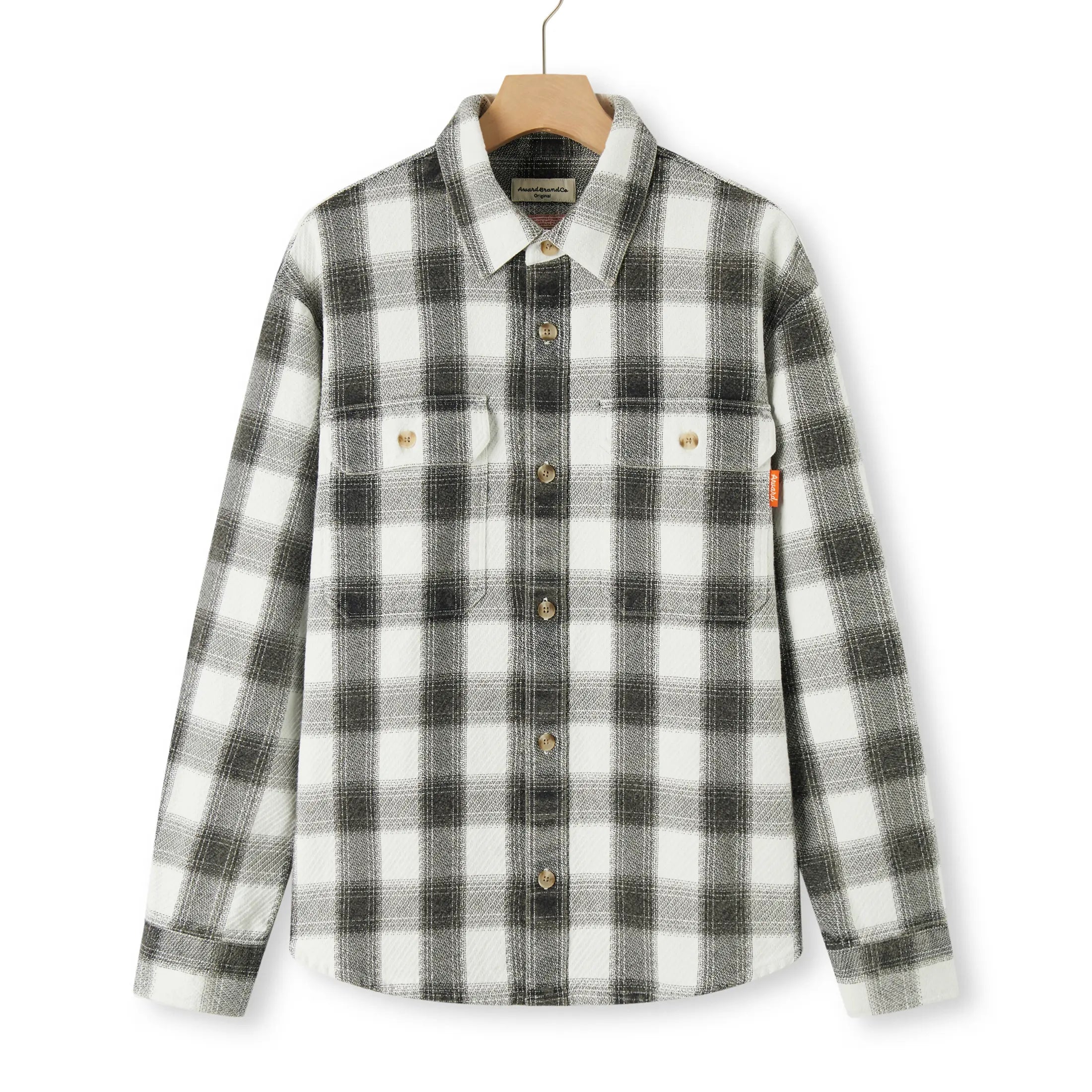 Award Brand Co Mens Shirts Vintage Flannel Heavyweight Maverick Check 100% Cotton Long Sleeve 230LDE0203_1 Rediscovered in a dusty attic, the heavyweight vintage flannel shirts were a testament to timeless
craftsmanship. Each stitch told stories of rugged adventures and cozy firesides. Now, these soft,
durable shirts return from Award Brand Co, blending classic style with modern comfort, ready to be
worn and loved by everyone.