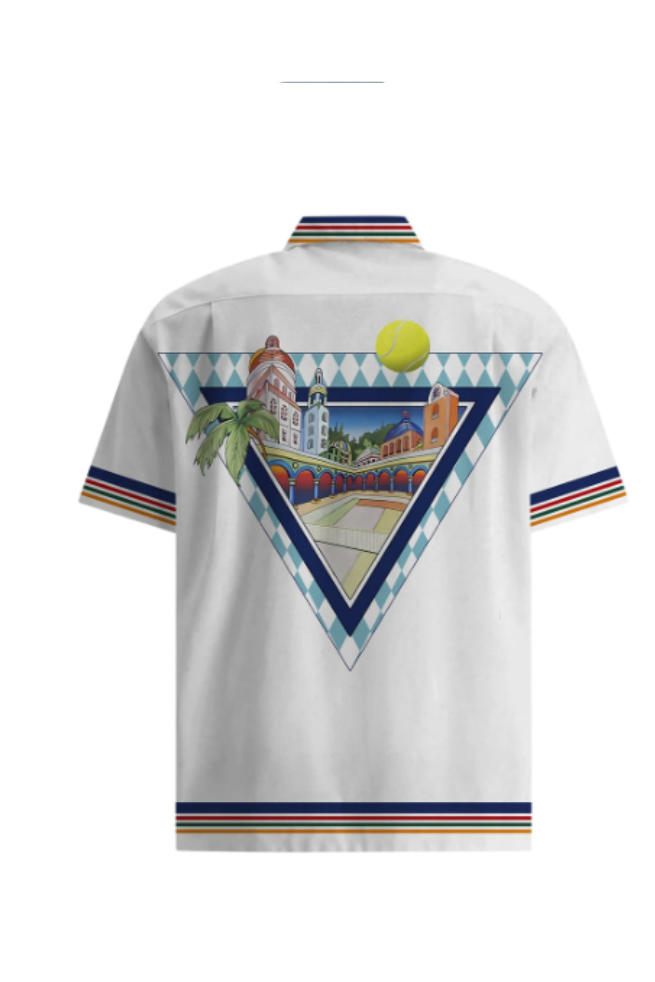 Printing-Match Camp Collar Short Sleeve Shirt