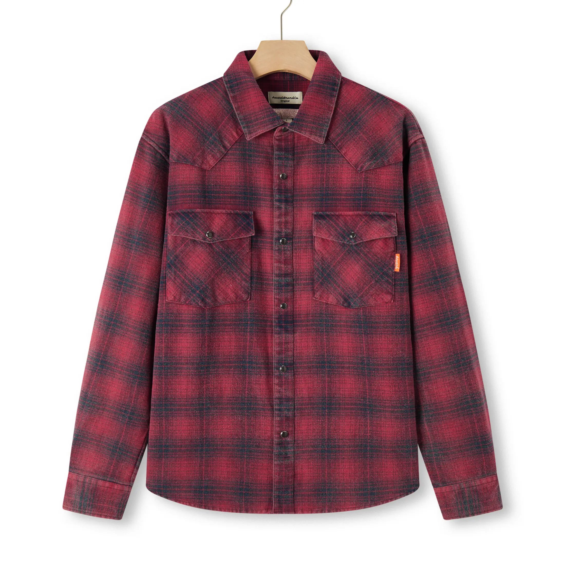 Award Brand Co Mens Shirts Western Vintage Flannel Highland Check 100% Cotton Long Sleeve snap buttons 230RWN0205_1 In the vast Western plains, heavyweight vintage flannel shirts were a cowboy's reliable companion. Sturdy and 
warm, they weathered the toughest trails. Now revived from Award Brand Co, these shirts bring that rugged Western
 heritage to life, perfect for those who value tradition and adventure in every stitch.