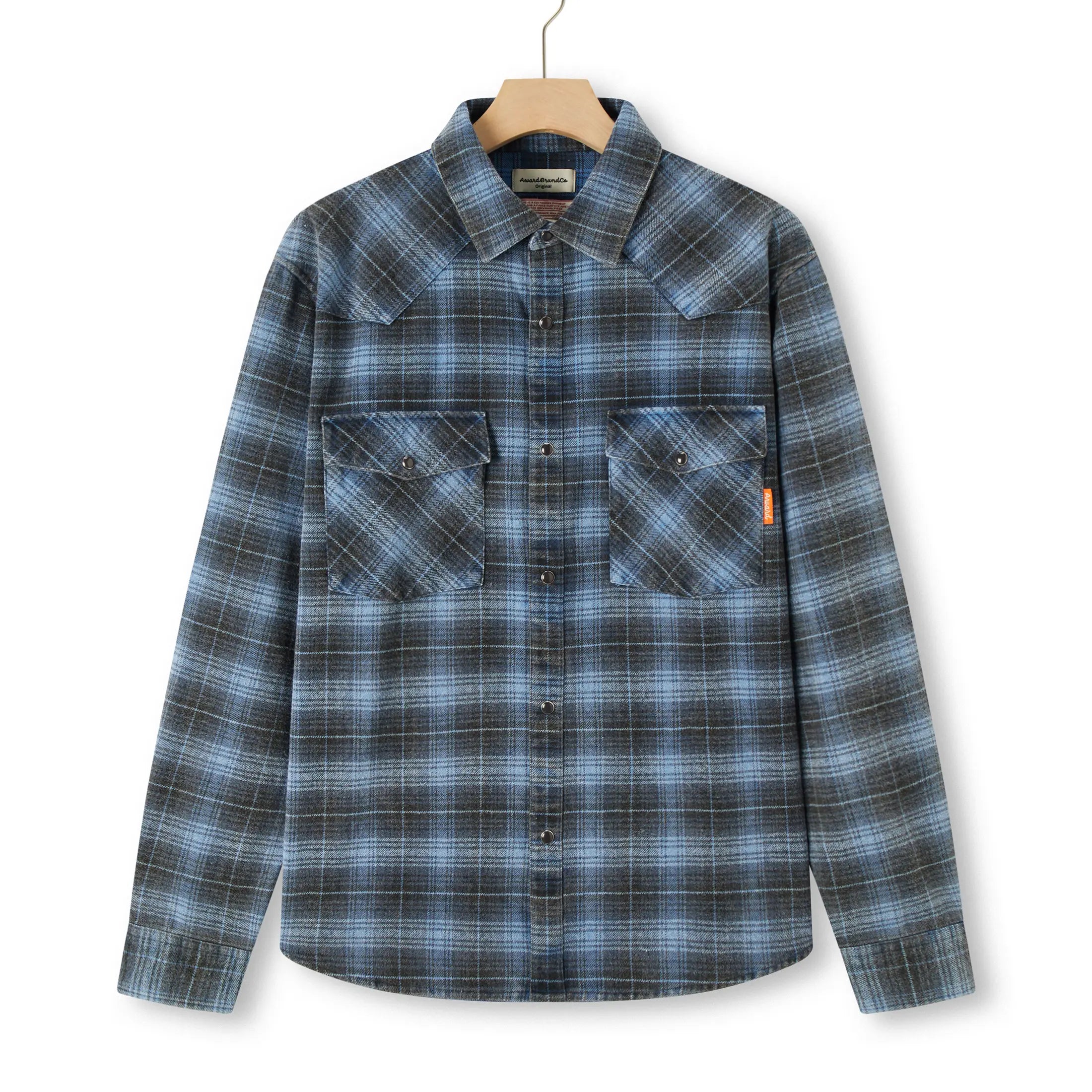 Award Brand Co Mens Shirts Western Vintage Flannel Highland Check 100% Cotton Long Sleeve snap buttons 230RWN0207_1 In the vast Western plains, heavyweight vintage flannel shirts were a cowboy's reliable companion. Sturdy and 
warm, they weathered the toughest trails. Now revived from Award Brand Co, these shirts bring that rugged Western
 heritage to life, perfect for those who value tradition and adventure in every stitch.