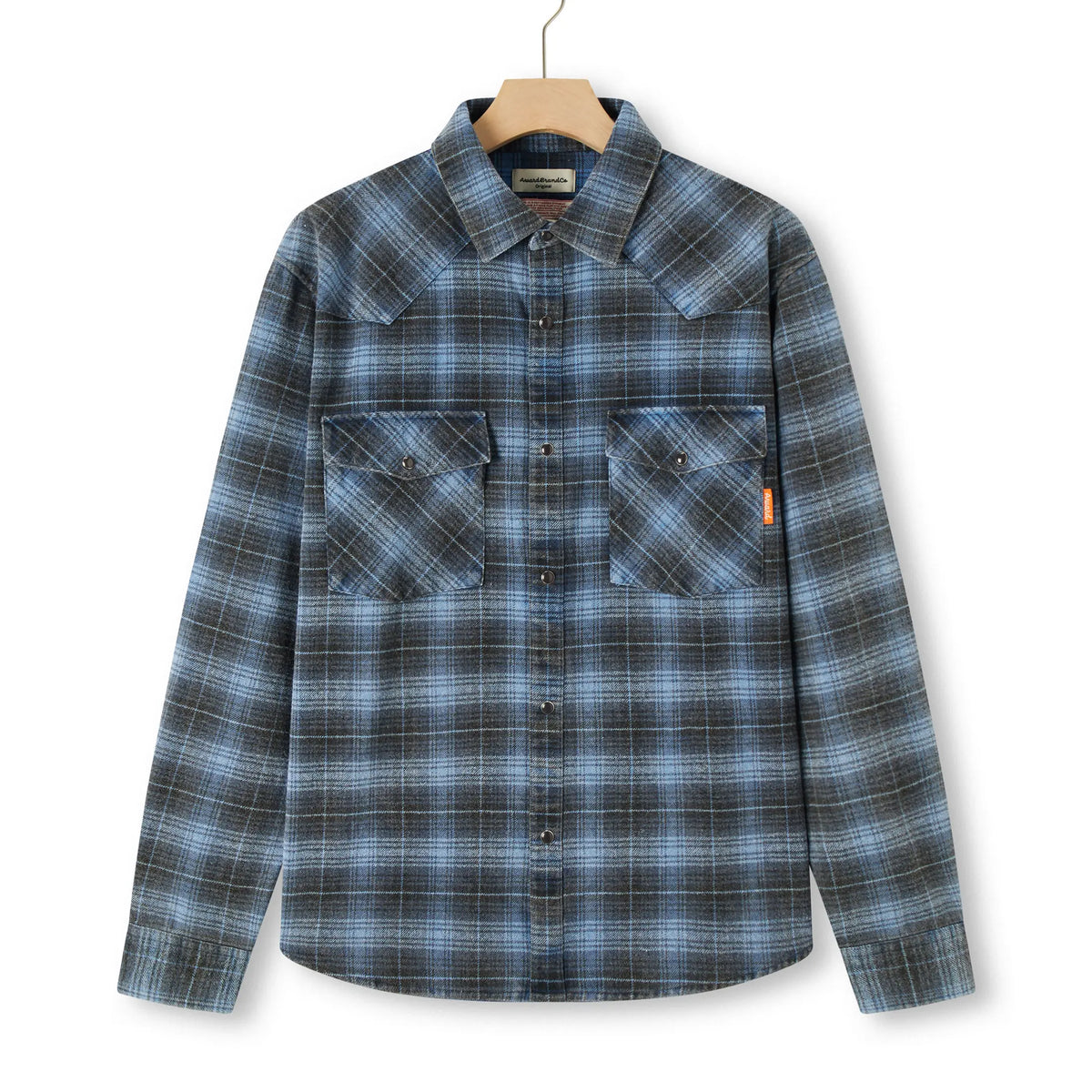 Award Brand Co Mens Shirts Western Vintage Flannel Highland Check 100% Cotton Long Sleeve snap buttons 230RWN0207_1 In the vast Western plains, heavyweight vintage flannel shirts were a cowboy's reliable companion. Sturdy and 
warm, they weathered the toughest trails. Now revived from Award Brand Co, these shirts bring that rugged Western
 heritage to life, perfect for those who value tradition and adventure in every stitch.