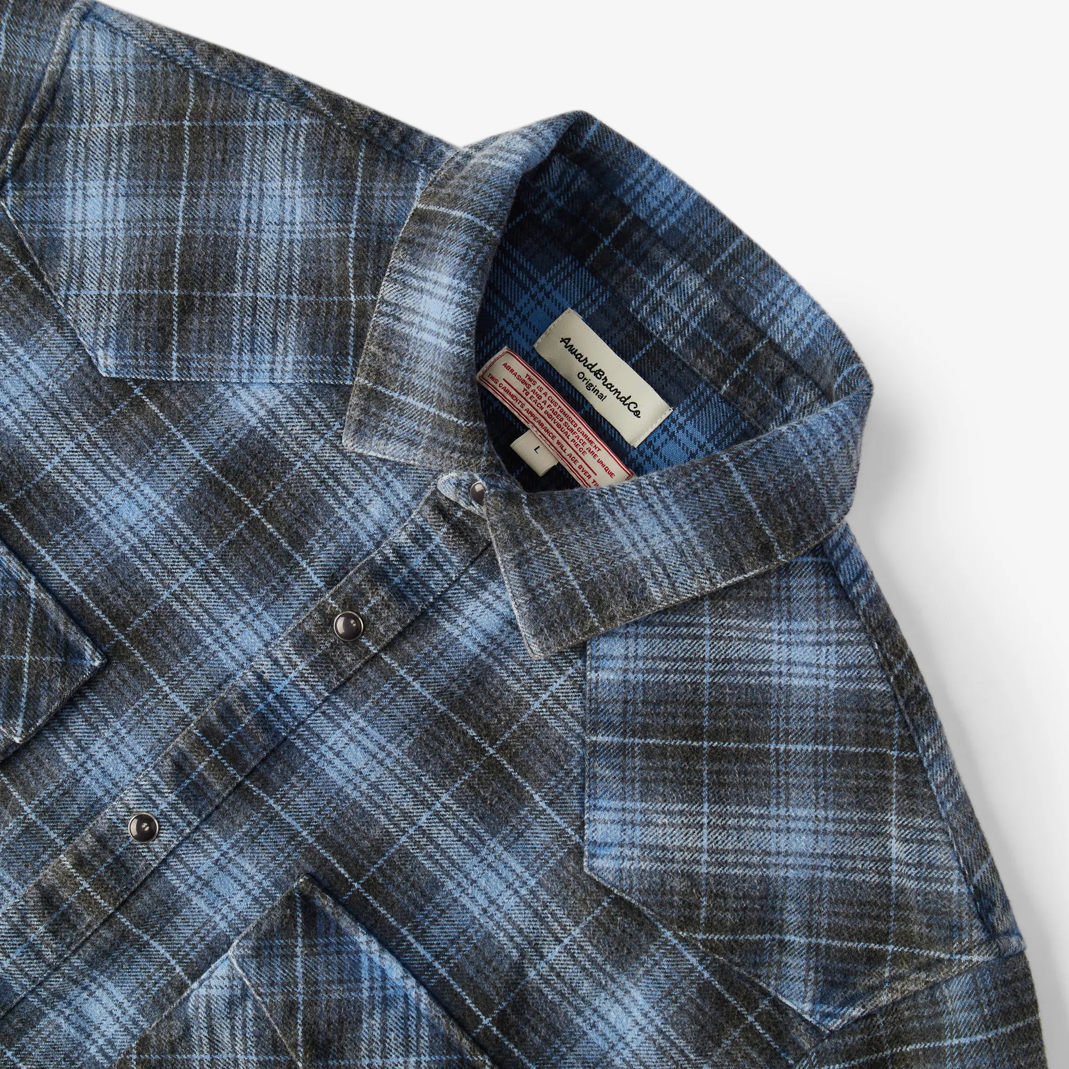 Award Brand Co Mens Shirts Western Vintage Flannel Highland Check 100% Cotton Long Sleeve snap buttons 230RWN0207_3 In the vast Western plains, heavyweight vintage flannel shirts were a cowboy's reliable companion. Sturdy and 
warm, they weathered the toughest trails. Now revived from Award Brand Co, these shirts bring that rugged Western
 heritage to life, perfect for those who value tradition and adventure in every stitch.